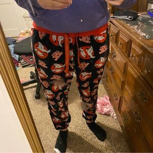 Ghostbusters Black Pajama Pants with Red Accents